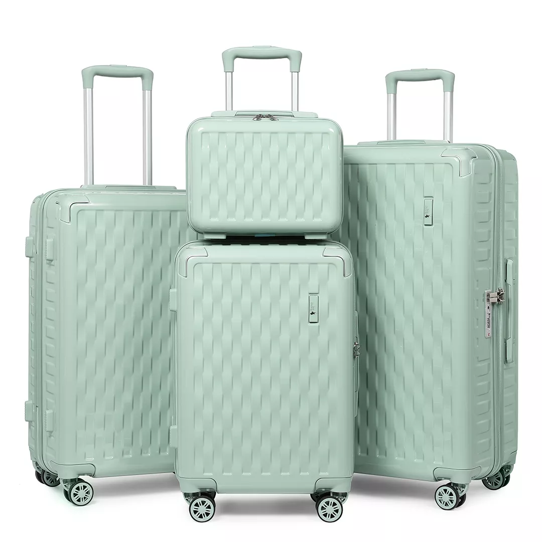 2021 Pure Color Woven Pattern Hardcase Luggage